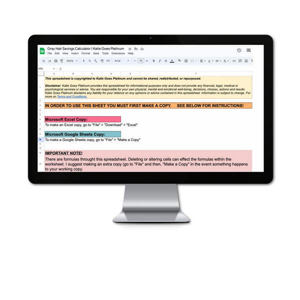 image of google spreadsheet on imac screen